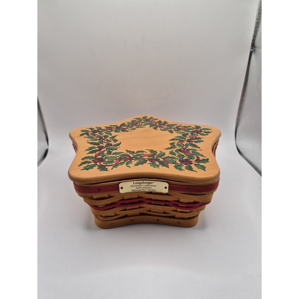 2001 Longaberger Christmas Collection Shining Star Basket With Papers 2 Inserts